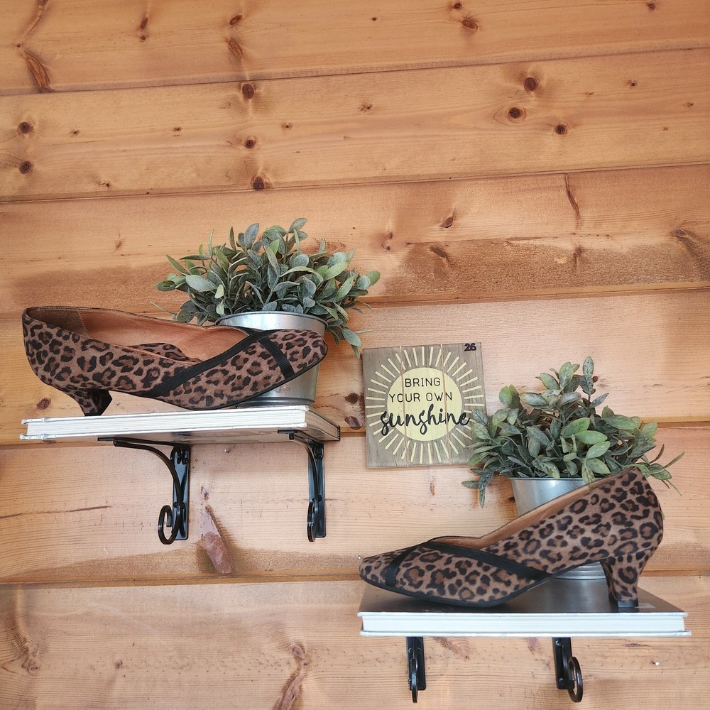 BeautiFeel Leopard Suede Leather Pumps Low Comfort Heels Ribbon Latex Size EU 39